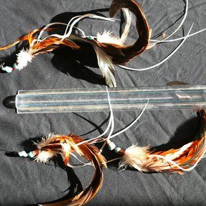 Big feather earrings 12" turquoise